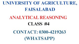 UAF MPhil amp PhD Test Preparation Class 4  UAF MPhil and PhD Admissions  Analytical reasoning [upl. by Bomke]