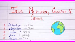 INDIAS NEIGHBOURING COUNTRY amp CAPITAL Handwritten notes 9 Neighbouring countries [upl. by Baily]