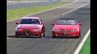 Alfa Romeo Giulia Quadrifoglio vs Alfa Romeo Brera 32 V6 [upl. by Aristotle624]