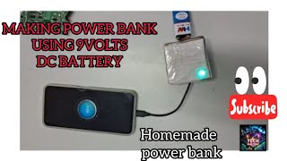 How To Make Power Bank  Using 9 volts Battery Home made Power Bank [upl. by Eneluj304]