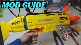 MOD GUIDE NERF FORTNITE ARL SCAR How To Mod A Flywheel Nerf Gun With Motor Braking [upl. by Iad]