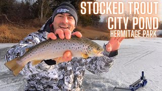 Hermitage Lake Ice Fishing Rainbow Trout and Brown Trout Edmonton [upl. by Ylagam105]