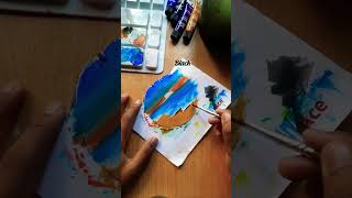 Easiest Painting 🌅 painting art minipainting diy [upl. by Nanette]