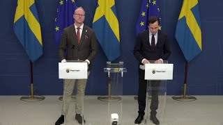 Ny strategi för invandring och frivillig återvandring – presskonferens med SD och regeringen [upl. by Urbai]