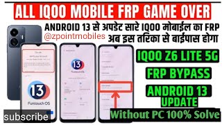 IQOO Z6 Lite 5G Frp bypass v13 New trick 2024  IQOO Z6 LITE 5G FRP BYPASS WITHOUT PC 💯 solve [upl. by Gerlac]