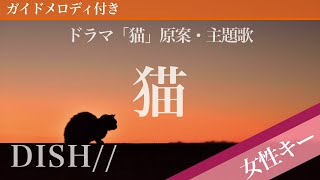 【女性キー5】猫  DISH【ピアノカラオケ・ガイドメロディ付】ドラマ「猫」原案・主題歌 [upl. by Atrebor]