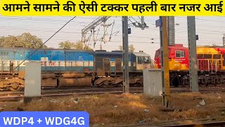 Jodhpur Varanasi marudhar express 14854 arriving at jaipur junction and crossing wdg4g goods train [upl. by Soule461]