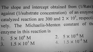 Csir net december 2017 solution MichaelisMenten constant [upl. by Slosberg]