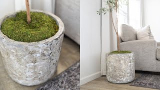 DIY Aged Stone Planter Pot  Hypertufa Style the Easy Way [upl. by Jem]