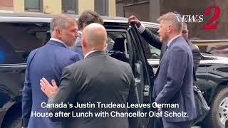 Canadas Justin Trudeau Leaves German House after Lunch with Chancellor Olaf Scholz [upl. by Dav]