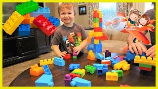 Kids playing with blocks building  Having fun playing with mega bloks [upl. by Aleb]