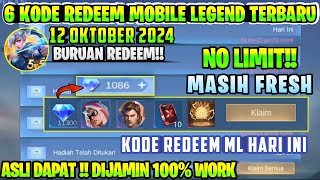 NO LIMIT❗6 KODE REDEEM ML TERBARU KODE REDEEM MOBILE LEGENDS KODE REDEEM ML HARI INI OKTOBER 2024 [upl. by Klepac]