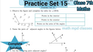 Practice Set 15 Class 7th Maths  Ls4 Angles and Pairs of Angles practice set 15 [upl. by Oaks]