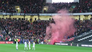 SUNDERLAND AWAY END CARNAGE PYROS amp LIMBS AT MK DONS  LYNDEN GOOCH GOAL VS MK DONS [upl. by Bogosian]