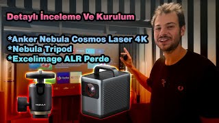 Anker Nebula Cosmos Laser 4K amp Nebula Tripod amp Excelimage 85quot ALR Perde İncelemesi [upl. by Ahsinyt24]