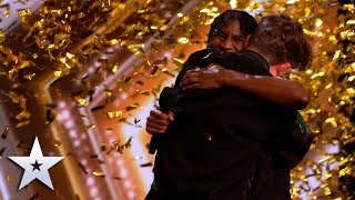 GOLDEN BUZZER Alesha moved to tears by musical duo Flintz amp T4ylor  Auditions  BGT 2022 [upl. by Orsini]