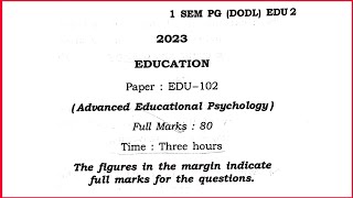 Advanced Educational Psychology । DODL MA education question paper  Dibrugarh University [upl. by Nnylsor]