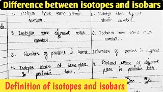 Difference between Isotopes and isobars  Isotopes and isobars difference between [upl. by Horst]