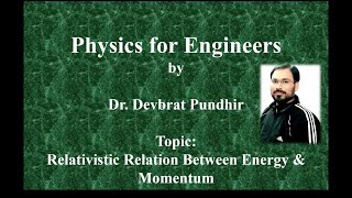 Relativistic Relation Between Energy amp Momentum [upl. by Yatzeck]