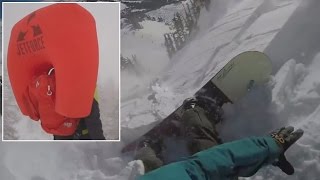 Avalanche Airbag Saves Snowboarders Life As Hes Dragged Down Mountain [upl. by Berthoud31]