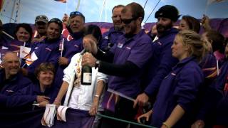 Clipper Race 14 Finish  DerryLondonderryDoire receives a heros welcome as they into home port [upl. by Asikal]