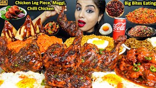 ASMR Spicy SamosaMaggi NoodlesChicken CurryLeg PieceEgg Indian Street Food ASMR Eating Mukbang [upl. by Latini701]