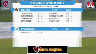 Queensland Premier Cricket  Alan Pettigrew Shield  Round 14  Redlands v WynnumManly  Day 1 [upl. by Haelak]