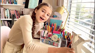 WHATS IN MY DESK  How I Organize My Desk for School  Stationary [upl. by Eldreda]