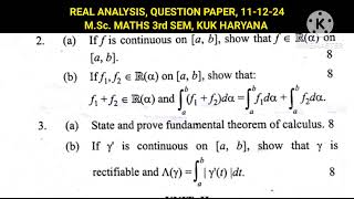 REAL ANALYSIS MSC MATHS 3rd SEM QUESTION PAPER  11  12  24  KURUKSHETRA UNIVERSITY HARYANA [upl. by Howund962]