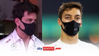 Toto Wolff reacts to George Russell clinching P2 in Mercedes qualifying debut  Sakhir Grand Prix [upl. by Lipps]