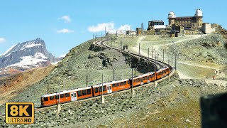 Gornergrat Bahn Zermatt The Most Scenic Train Ride in Switzerland 8K [upl. by Ahilam934]