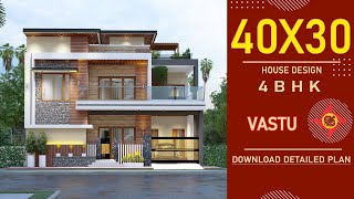 40x30 3D Home Design  Vastu House  1200 Sqft House Plan  4030 House Plan  40by30 House Plan [upl. by Marius]