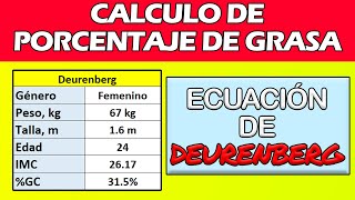 Cómo calcular el porcentaje de grasa con Excel  Ecuación de Deurenberg [upl. by Leola]