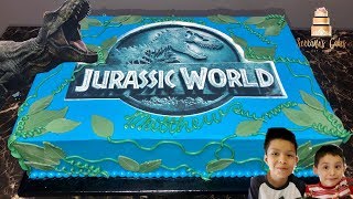 EASY JURASSIC WORLD BUTTERCREAM CAKE  HALF SHEET [upl. by Morris566]