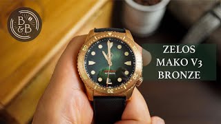 Incredible Lume amp A Beautiful Dial  Zelos Mako v3 Bronze Hunter Green  BampB [upl. by Maximilianus]