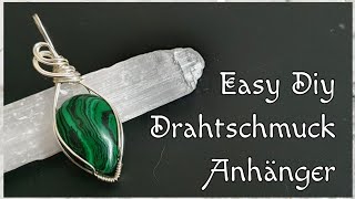 Easy Diy Drahtschmuck Anhänger Schmuck selber machen Anleitung auch für Anfänger Cabochon Kette [upl. by Sidnac439]