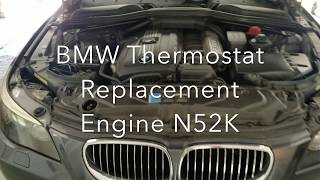 BMW 5 series N52 thermostat Replacement  CODE P0128  And Coolant bleeding [upl. by Franek733]