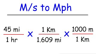 How To Convert Miles Per Hour to Meters Per Second  mph to ms [upl. by Zelma]