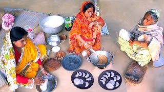 Secret of Bangalir Puli Pitha Recipe  Perfect Puli Pitha Recipe Prepared by Grandmother villfood [upl. by Annaierb]