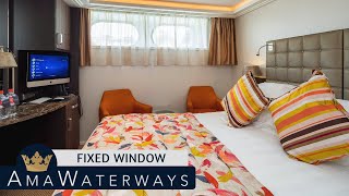 AMA Serena  Fixed Window Stateroom Tour amp Review 4K  AMA Waterways River Cruise Category DE [upl. by Rasure]