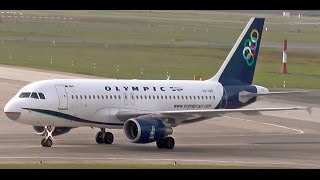 Olympic Air Airbus A319112 SXOAF nice Aegean Airlines NOSE landing taxiing takeoff Berlin Tegel [upl. by Ynnaej126]