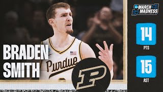 Braden Smith 14 points 15 assists in Purdue’s Sweet 16 win over Gonzaga [upl. by Anilecram]