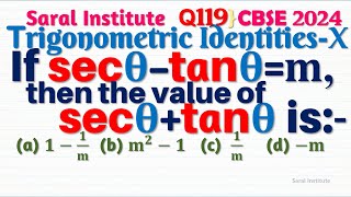 Q119  If sec⁡θtan⁡θm then the value of sec⁡θtan⁡θ is  If sec theta  tan theta  m then find [upl. by Jaclyn]