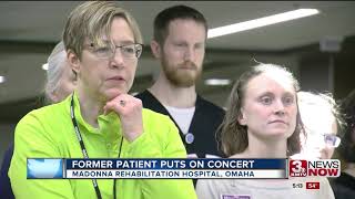 Former Madonna Rehabilitation patient celebrates recovery with performance at hospital [upl. by Snider122]