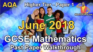 AQA GCSE Maths June 2018 Paper 2 Foundation Walkthrough [upl. by Adaj87]