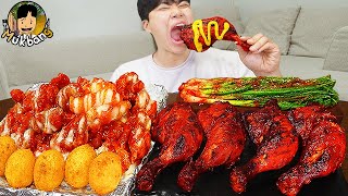 ASMR MUKBANG 슈프림 양념 치킨먹방 BBQ 자메이카 통다리 짜파게티 먹방 amp 레시피 FRIED CHICKEN EATING SOUND [upl. by Marv839]