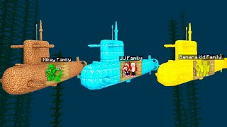 JJ Mikey and Banana Kid Family Found Diamond Gold And Emerald Submarine in Minecraft  Maizen [upl. by Eceinwahs]