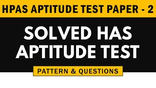 quotHPAS APTITUDE Testquot Strategy With Previous Year Question Paper HAS [upl. by Aierdna]