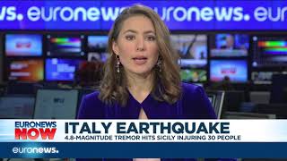 48 magnitude earthquake hits Sicily injuring dozens  EuronewsNow [upl. by Enerual]