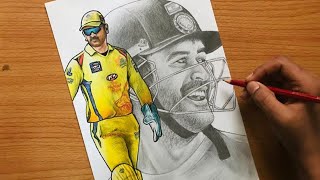 Ms Dhoni drawing  Chennai Super Kings  CSK  CAPTAIN COOL  CSK  INDIA  HD [upl. by Macri929]